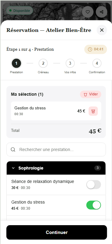 Choix de la prestation